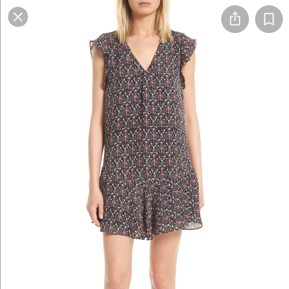 Joie Alamarie B Floral Silk Dress in Caviar